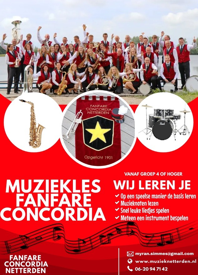 Muziekles bij Fanfare Concordia